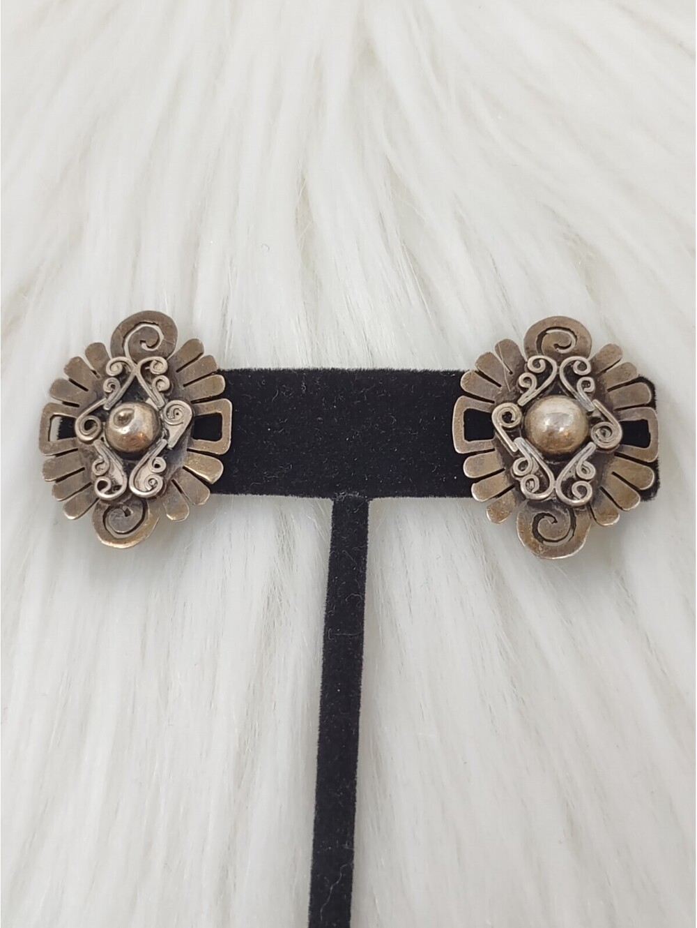 Vintage Mexican Sterling 925 Taxco Scroll Screwback Earrings